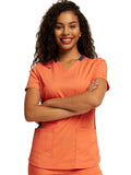 Balance - Women's Knitted Panel Solid Scrub Top With Zip Pocket [1]