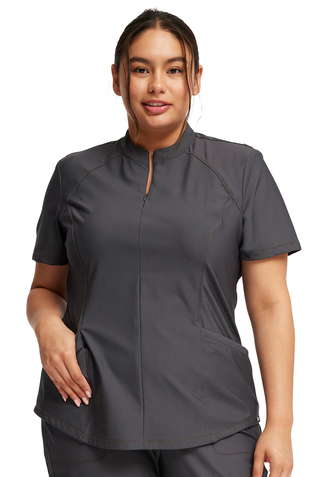 Scrub Form Form - Women's Partial Zip Front Solid Top - Scrubs Uniforms