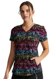 Dynamix - Women's Texture Trail Rainbow Print Scrub Top